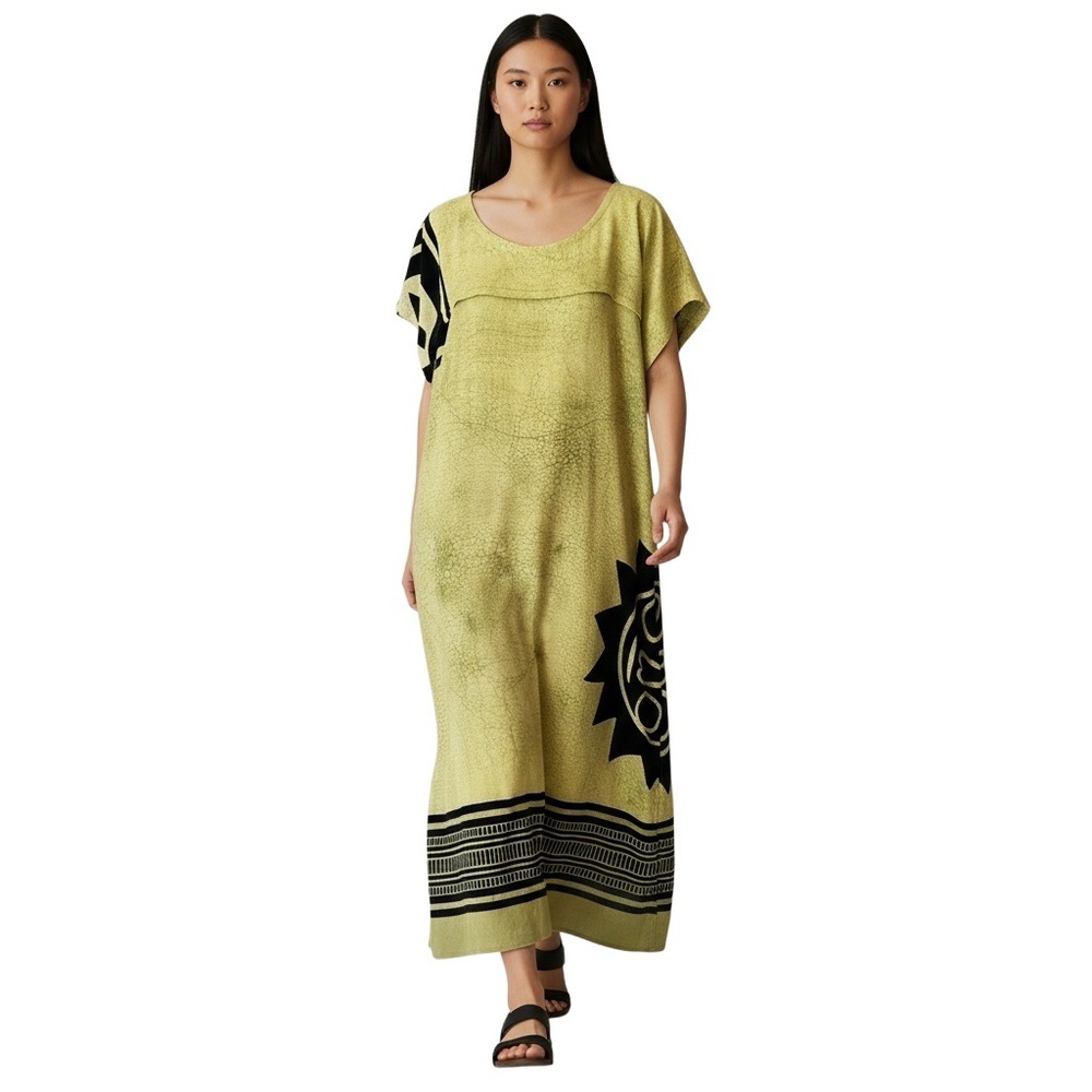 Evelyn Maxi Dress Textured Green w/Black Pattern